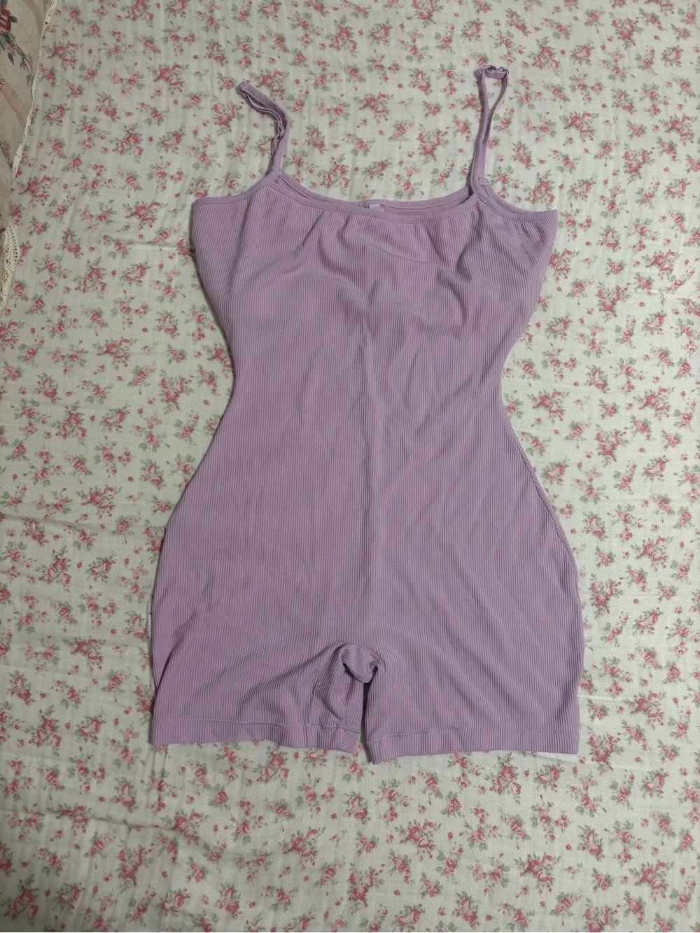 Skims Lilac Ribbed Spaghetti-Strap Romper - Women Intimatest